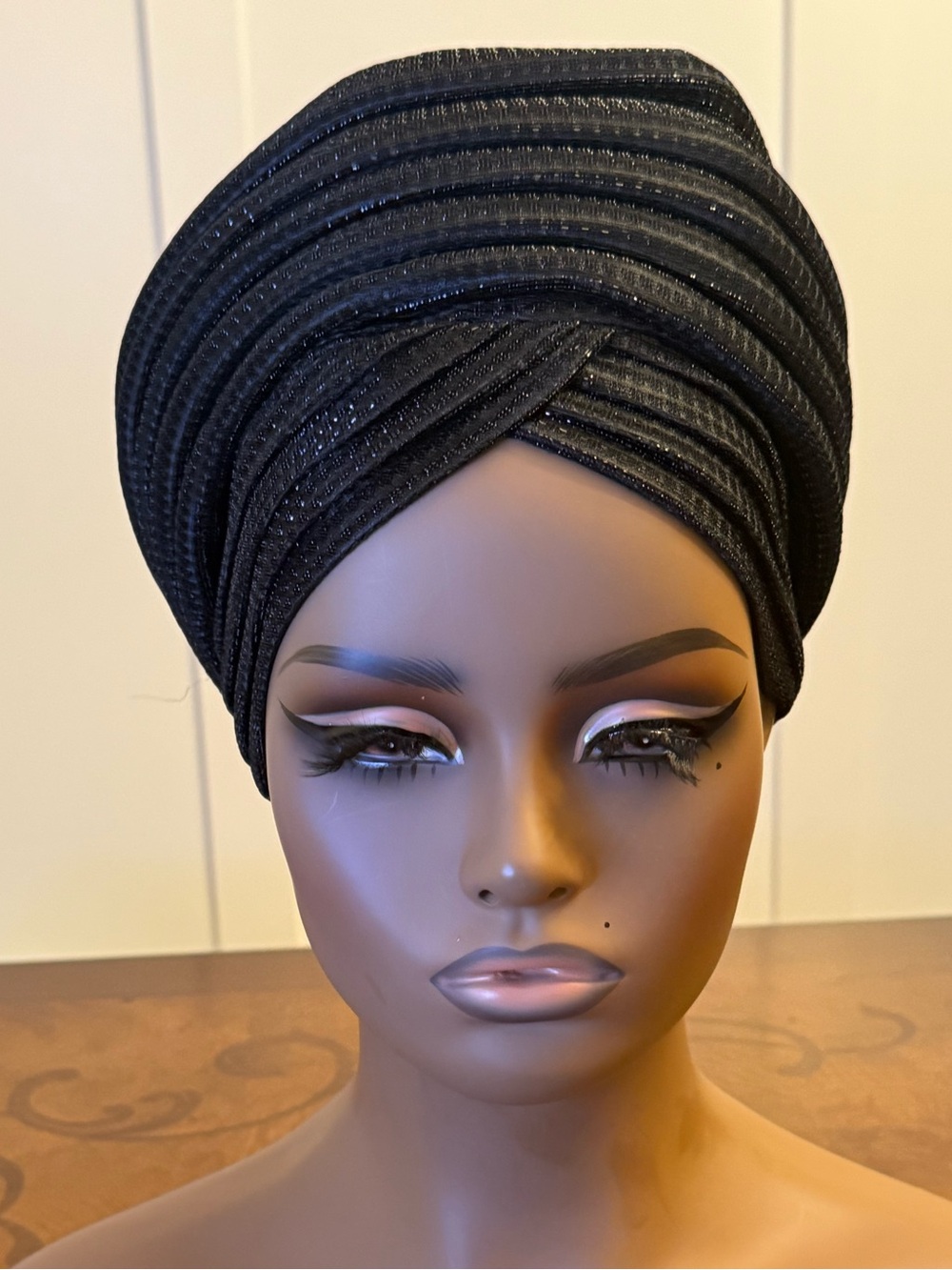 Black Shimmery Turban Headwrap